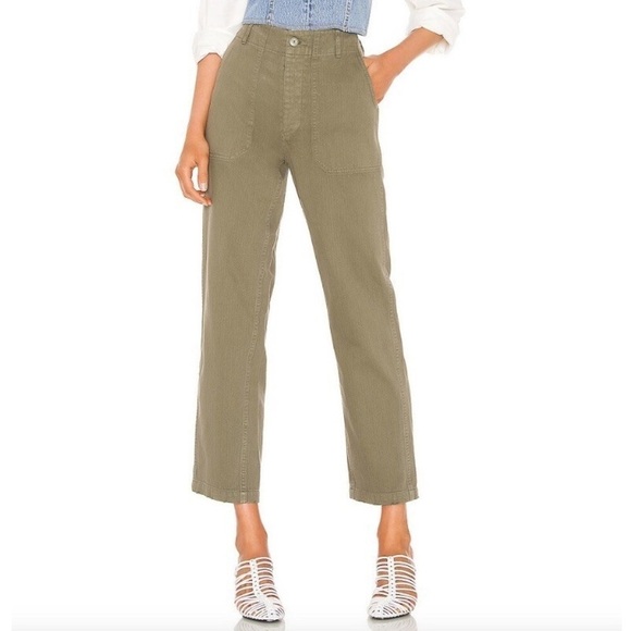 Re/Done Pants - RE/DONE 50s Military Trouser Straight Leg Ankle Pants Olive Green Size 26